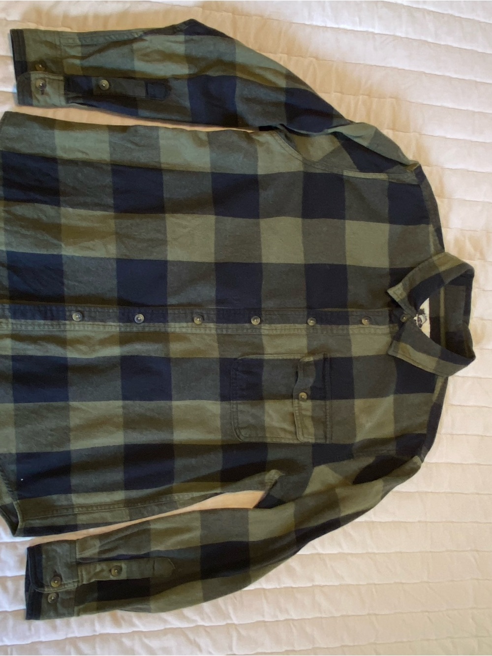 Men's Old Mill Olive Green Buffalo Plaid Button-Down Shirt Size L